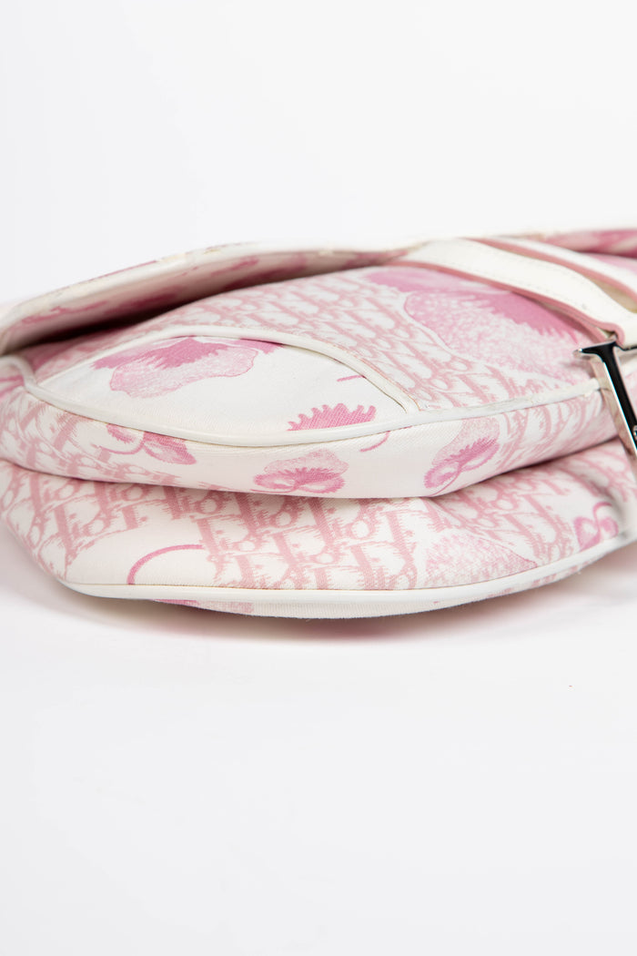 RARE 2000s Christian Dior Galliano Pink Cherry Blossom Saddle Bag