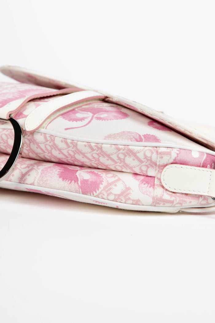 RARE 2000s Christian Dior Galliano Pink Cherry Blossom Saddle Bag