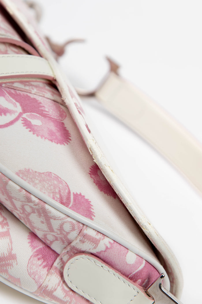 RARE 2000s Christian Dior Galliano Pink Cherry Blossom Saddle Bag