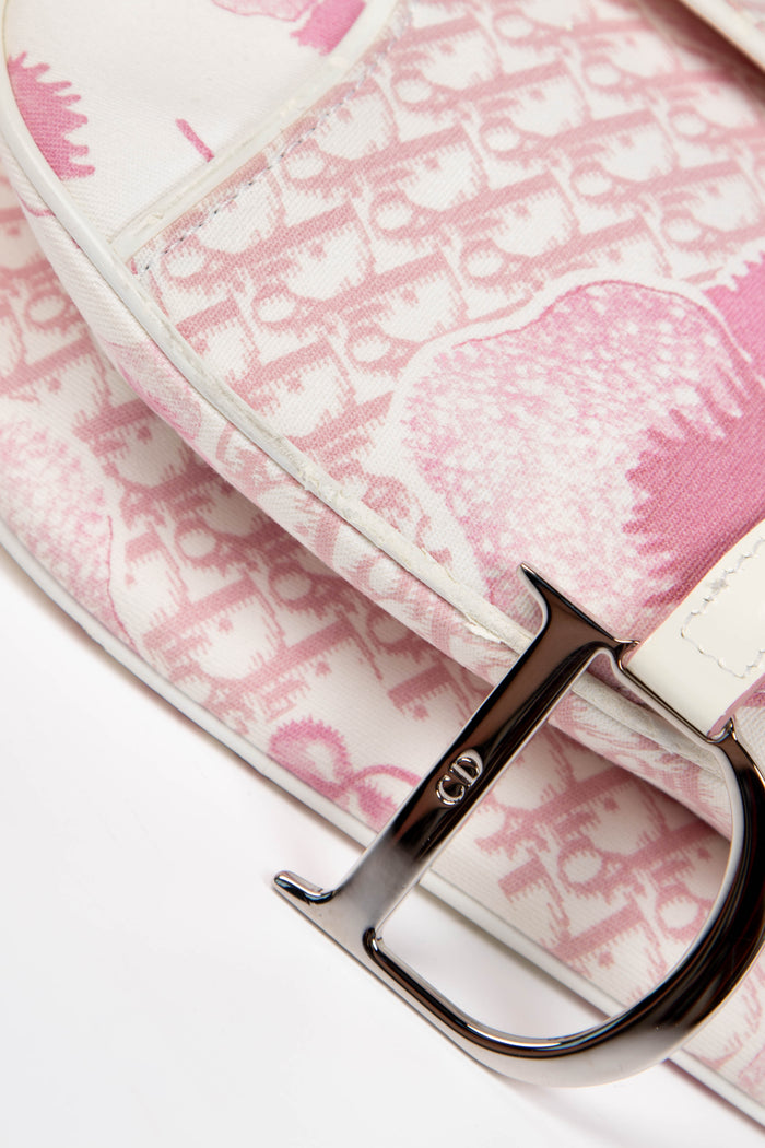 RARE 2000s Christian Dior Galliano Pink Cherry Blossom Saddle Bag