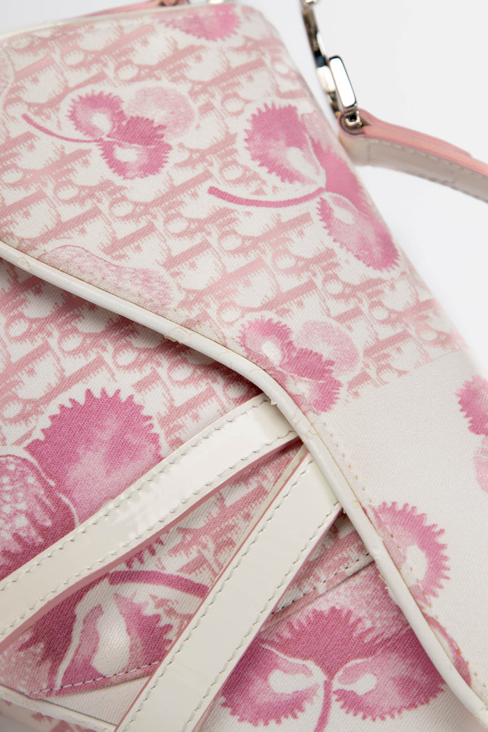 RARE 2000s Christian Dior Galliano Pink Cherry Blossom Saddle Bag