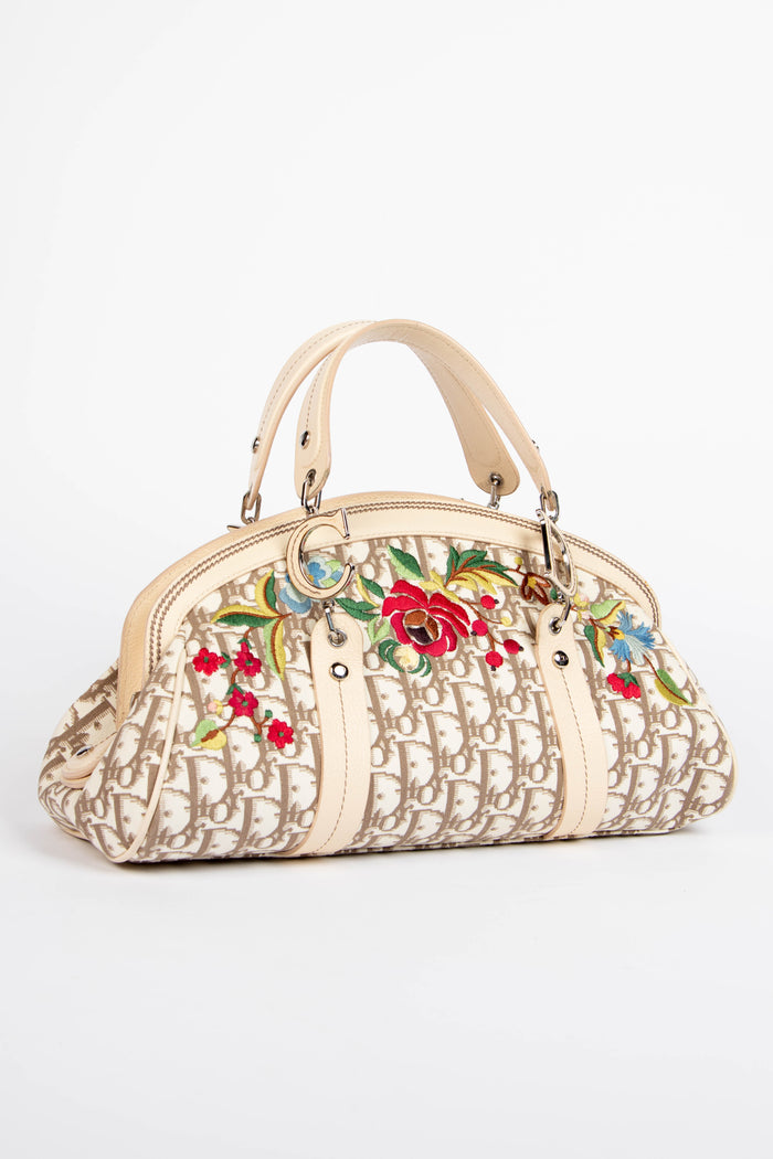 2000s Christian Dior Floral Diorissimo Detective Top Handle Bag