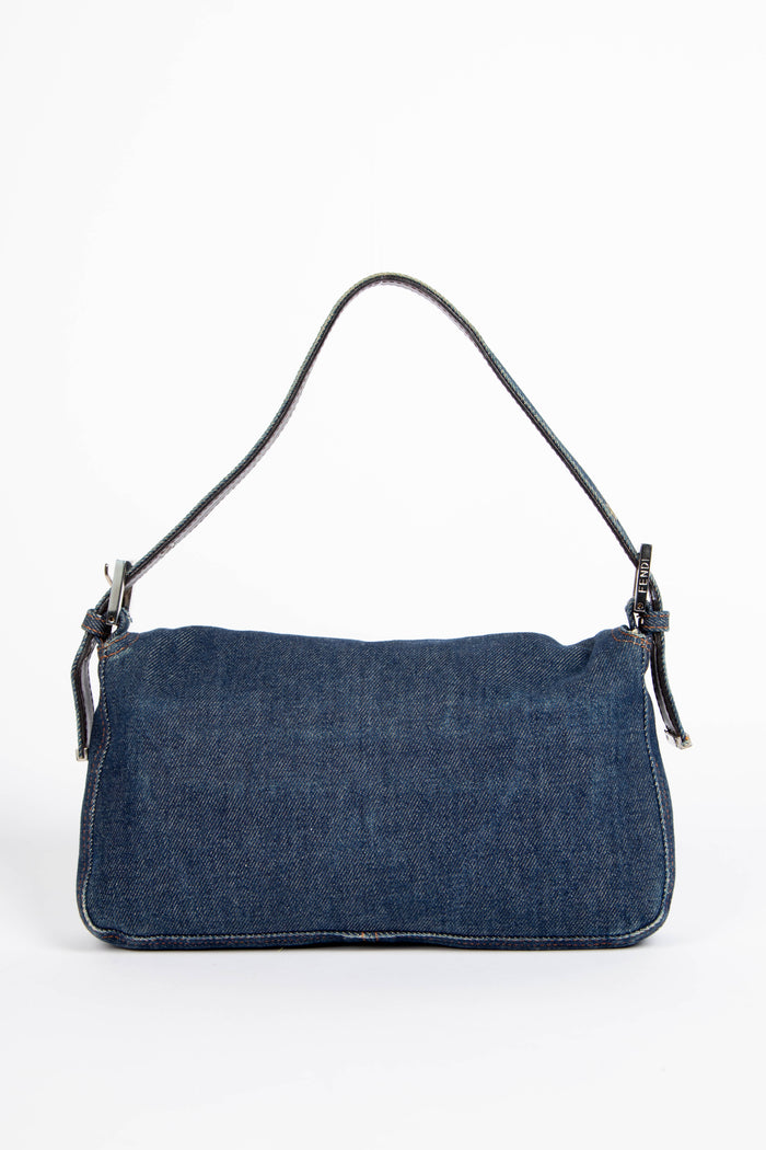 Vintage Fendi Dark Denim Baguette Shoulder Bag