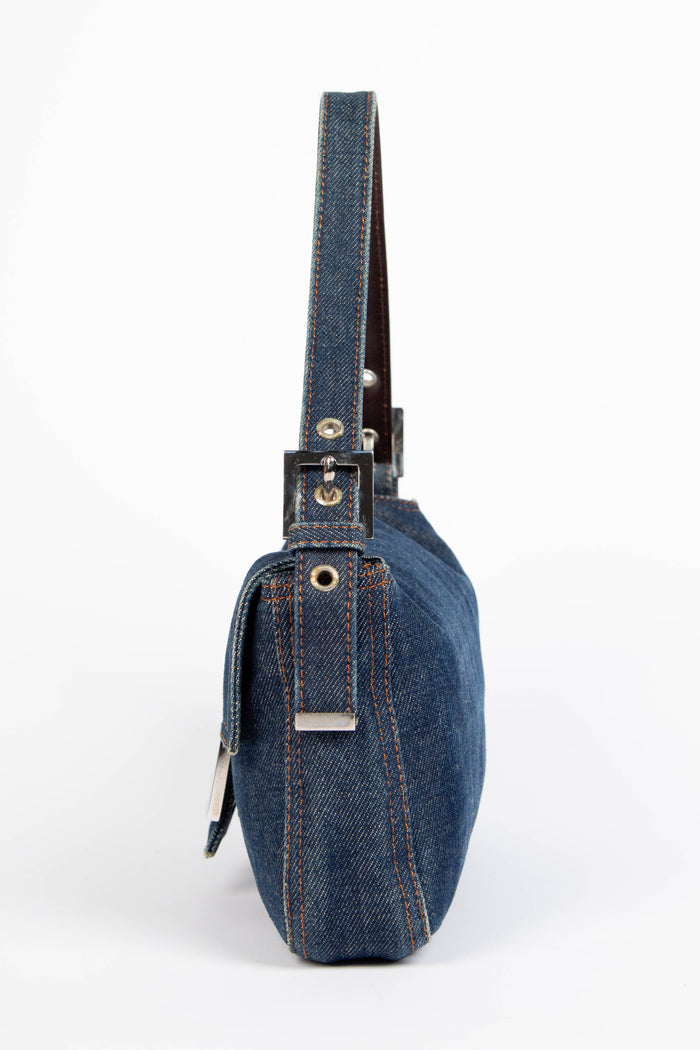 Vintage Fendi Dark Denim Baguette Shoulder Bag