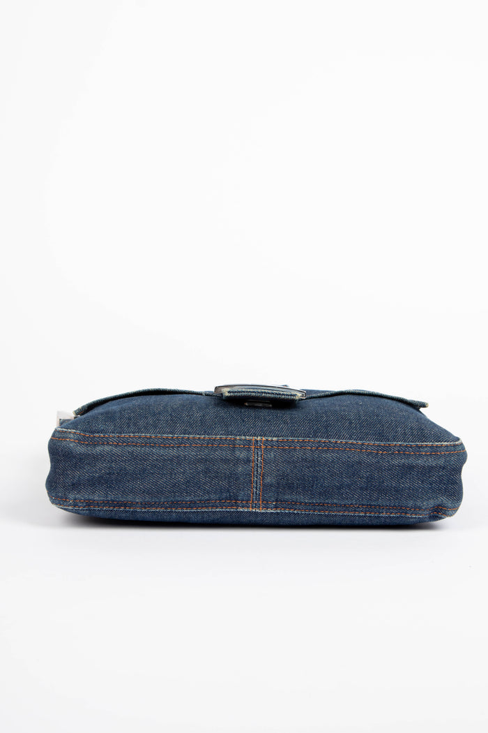 Vintage Fendi Dark Denim Baguette Shoulder Bag