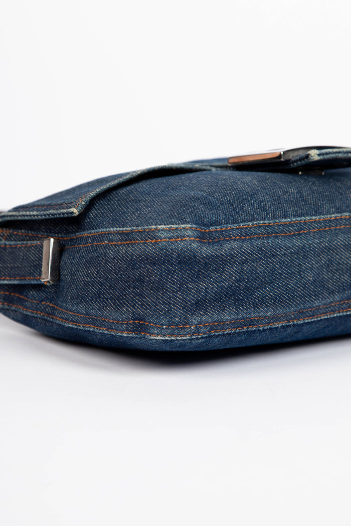 Vintage Fendi Dark Denim Baguette Shoulder Bag