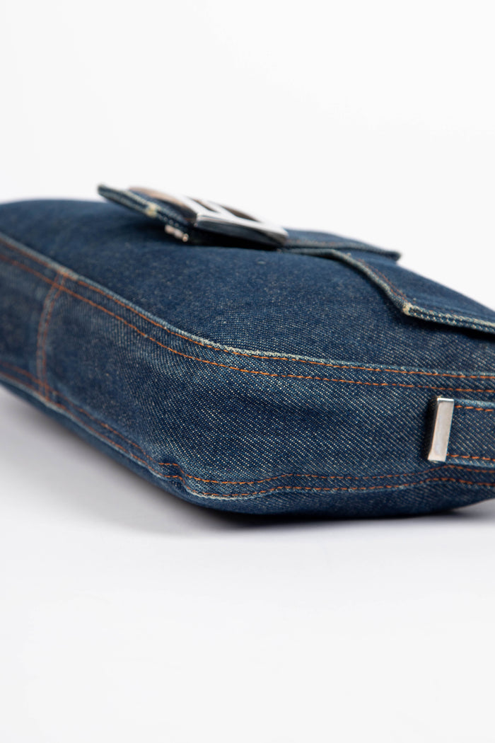 Vintage Fendi Dark Denim Baguette Shoulder Bag