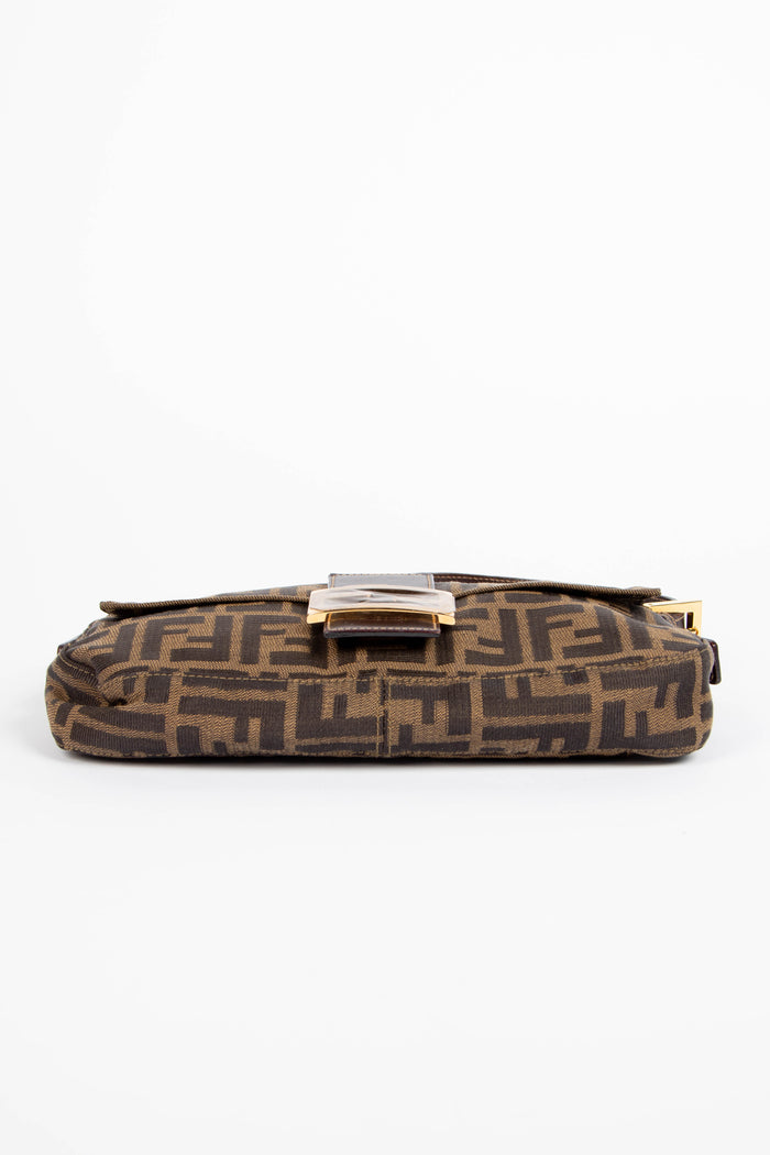 RARE 90s Fendi Zucca Baguette Monogram Shoulder Bag GHW