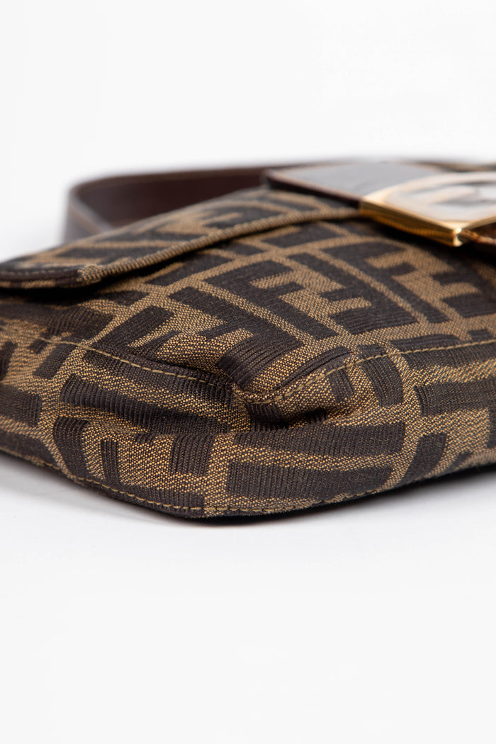 RARE 90s Fendi Zucca Baguette Monogram Shoulder Bag GHW
