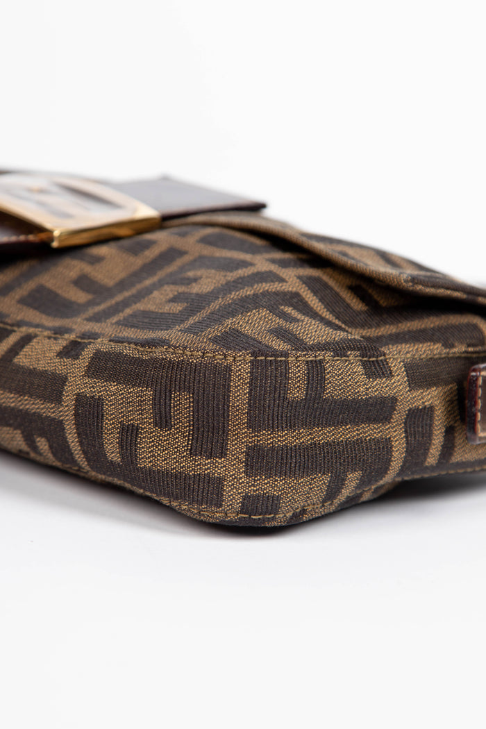 RARE 90s Fendi Zucca Baguette Monogram Shoulder Bag GHW