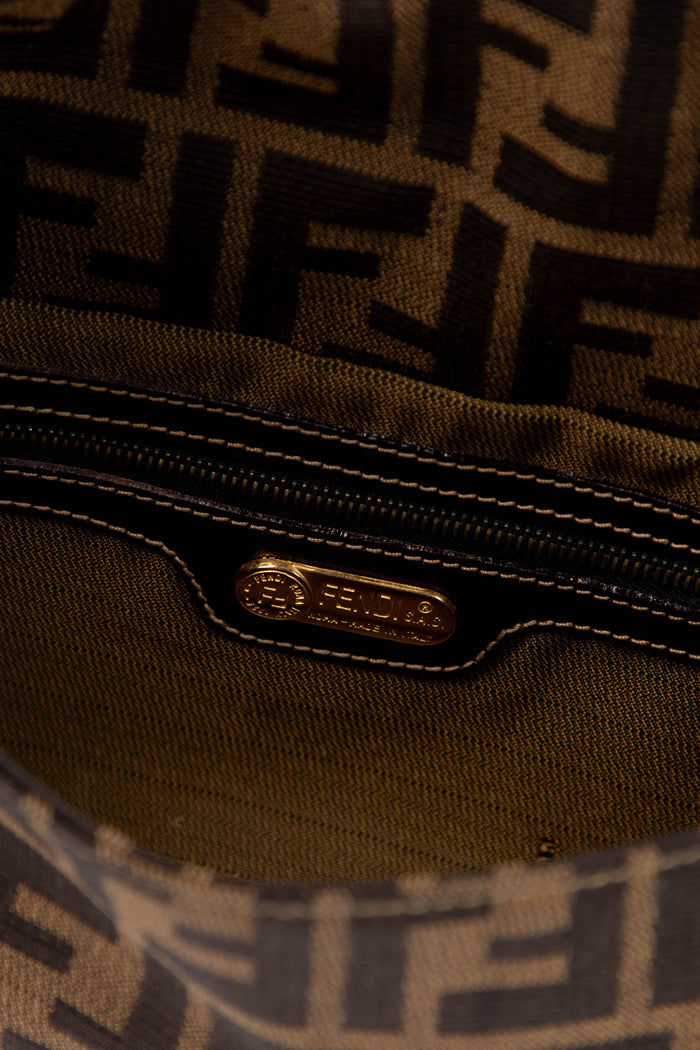 RARE 90s Fendi Zucca Baguette Monogram Shoulder Bag GHW