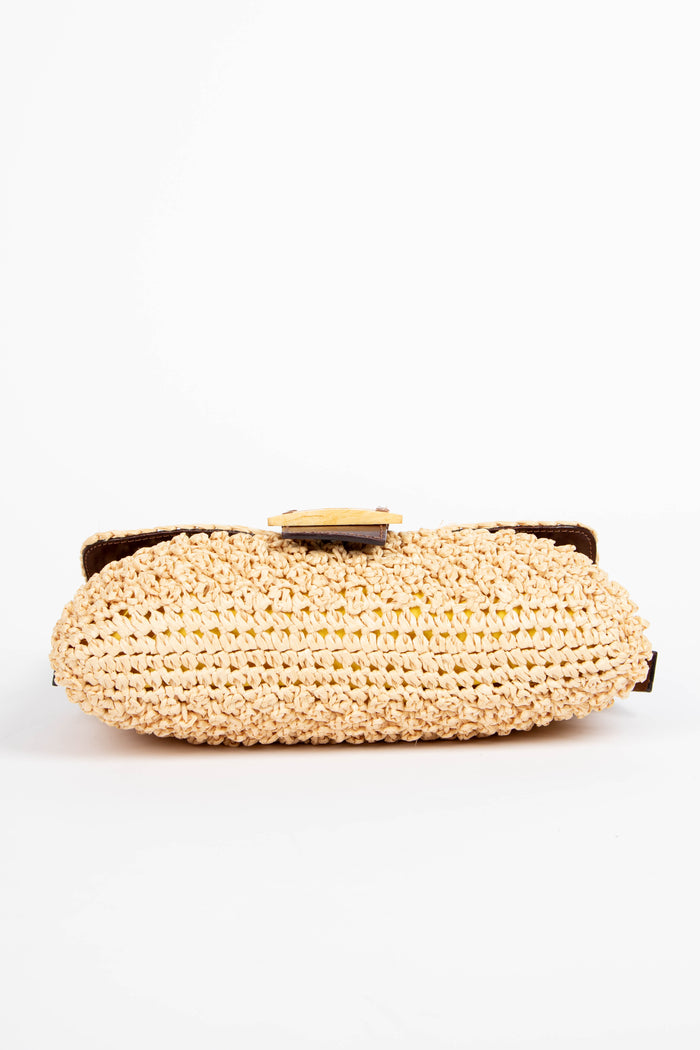 SUPER RARE Vintage Fendi Raffia Baguette Shoulder Bag