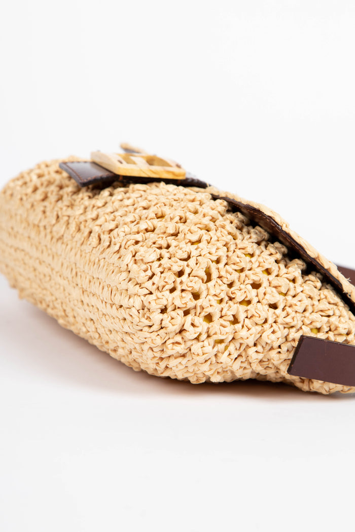 SUPER RARE Vintage Fendi Raffia Baguette Shoulder Bag