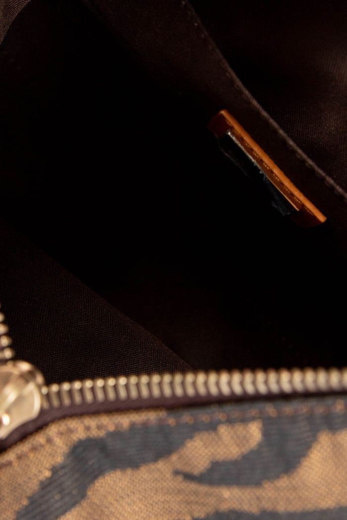 Vintage Fendi Tiger Print Canvas Top Handle Bag