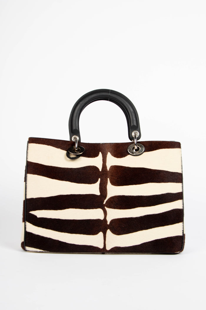 2000s Christian Dior Animal Print Pony Hair Large Lady Dior