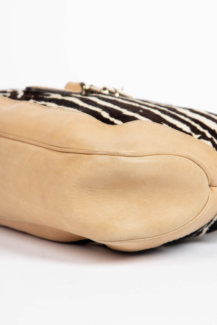 Vintage Gucci Zebra Print Pony Hair Jackie Shoulder Bag
