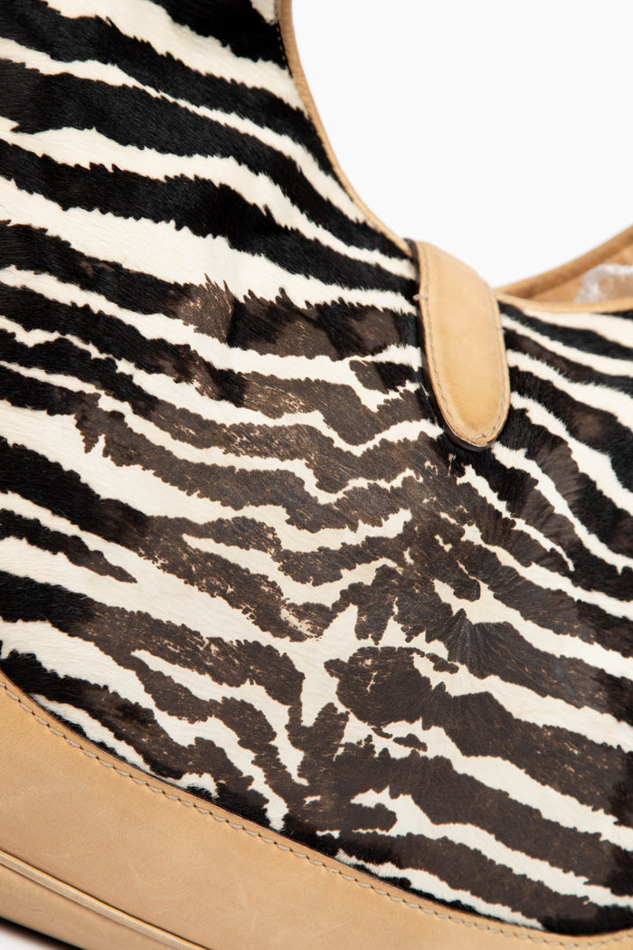Vintage Gucci Zebra Print Pony Hair Jackie Shoulder Bag
