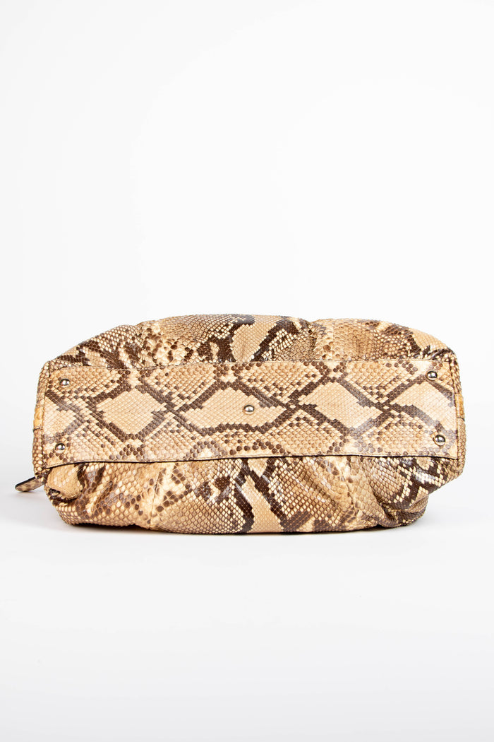 2000s Gucci Snakeskin Bamboo Top Handle Bag