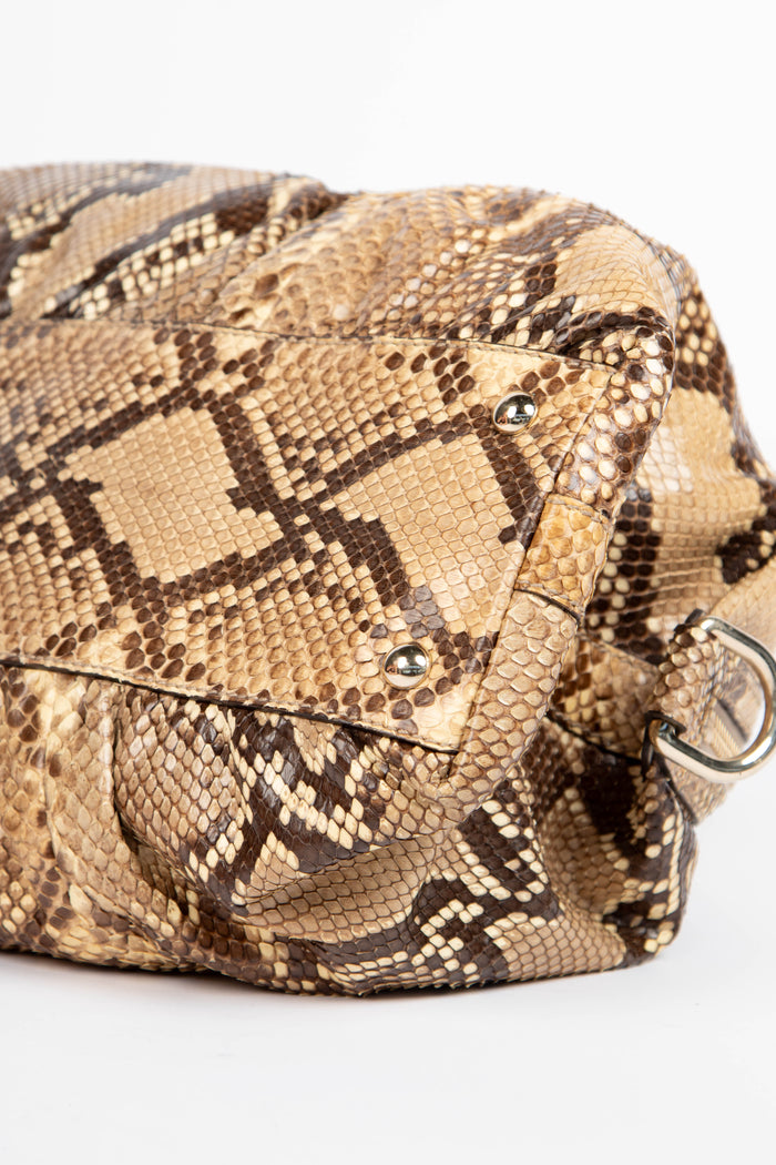 2000s Gucci Snakeskin Bamboo Top Handle Bag