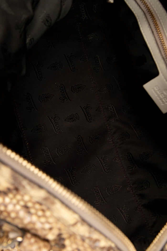 2000s Gucci Snakeskin Bamboo Top Handle Bag
