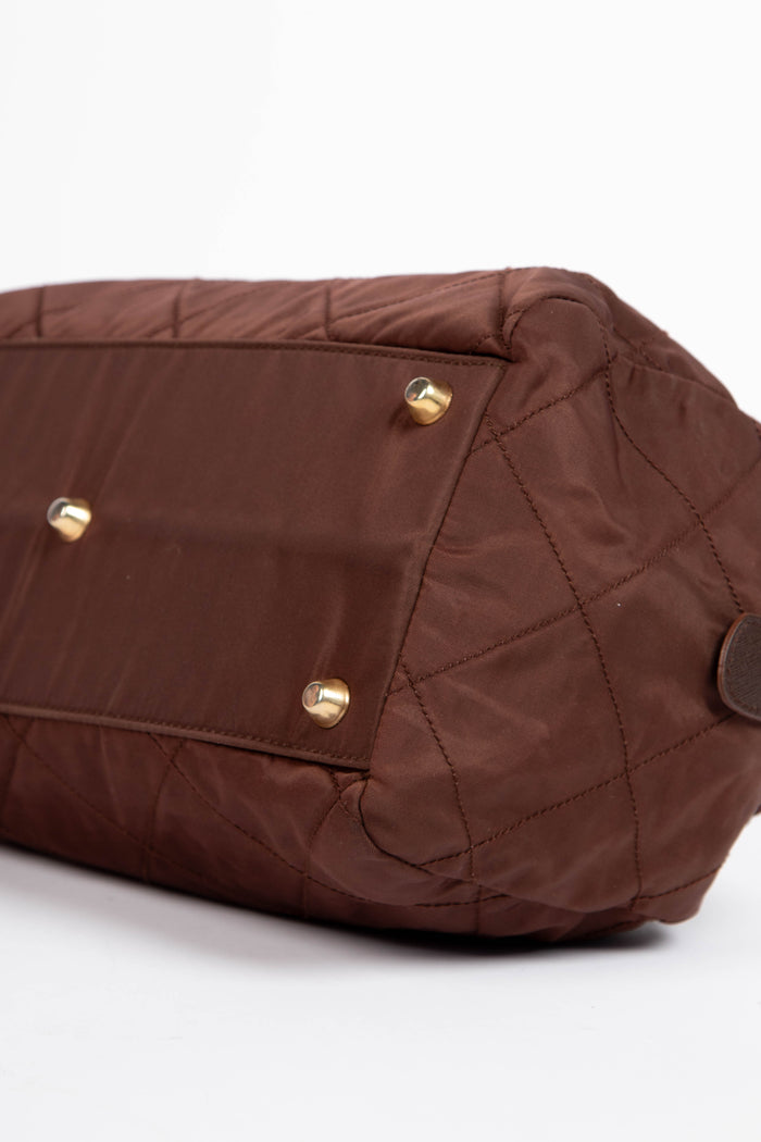 Vintage Prada Brown Tessuto Quilted Nylon Shoulder Bag
