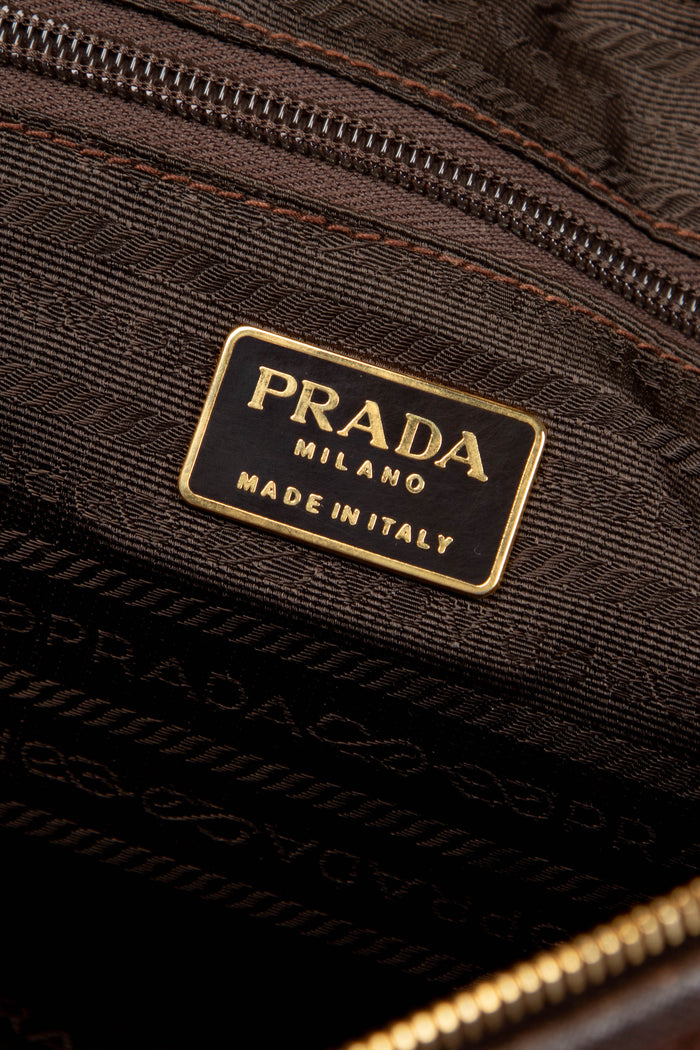 Vintage Prada Brown Tessuto Quilted Nylon Shoulder Bag