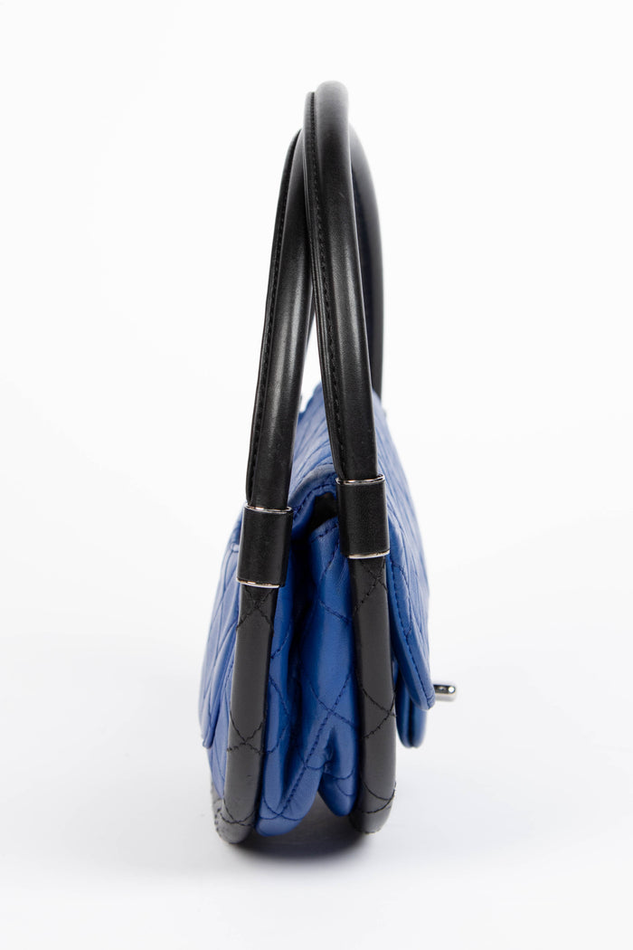 RARE 2000s Chanel Blue Lambskin Leather Small Hula Hoop Bag