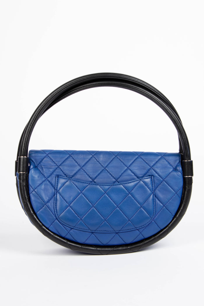 RARE 2000s Chanel Blue Lambskin Leather Small Hula Hoop Bag