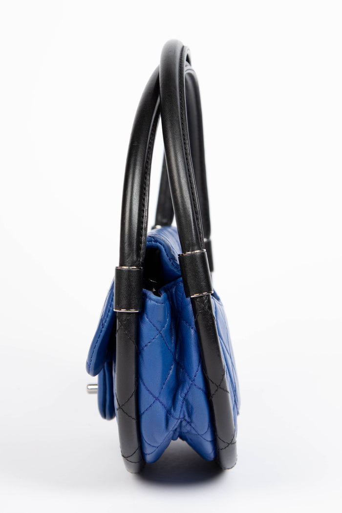 RARE 2000s Chanel Blue Lambskin Leather Small Hula Hoop Bag