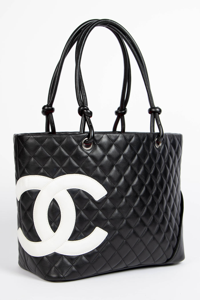 2000s Chanel Black Rue Cambon Lambskin Leather Tote Bag