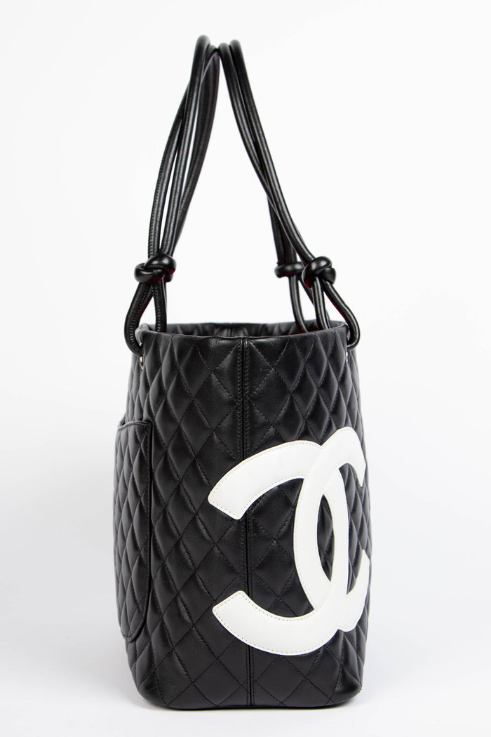 2000s Chanel Black Rue Cambon Lambskin Leather Tote Bag