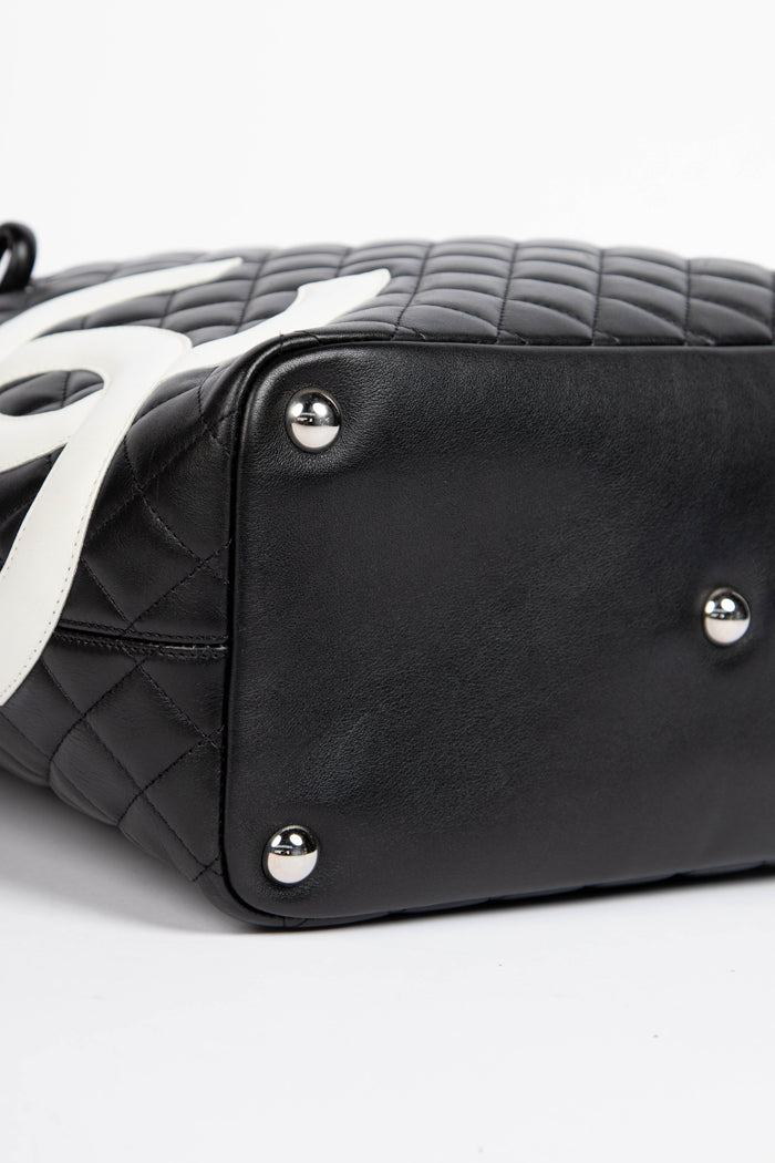 2000s Chanel Black Rue Cambon Lambskin Leather Tote Bag