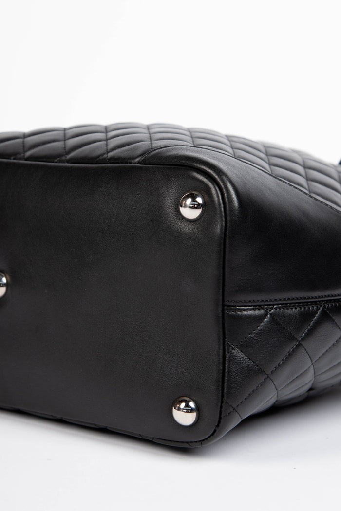 2000s Chanel Black Rue Cambon Lambskin Leather Tote Bag