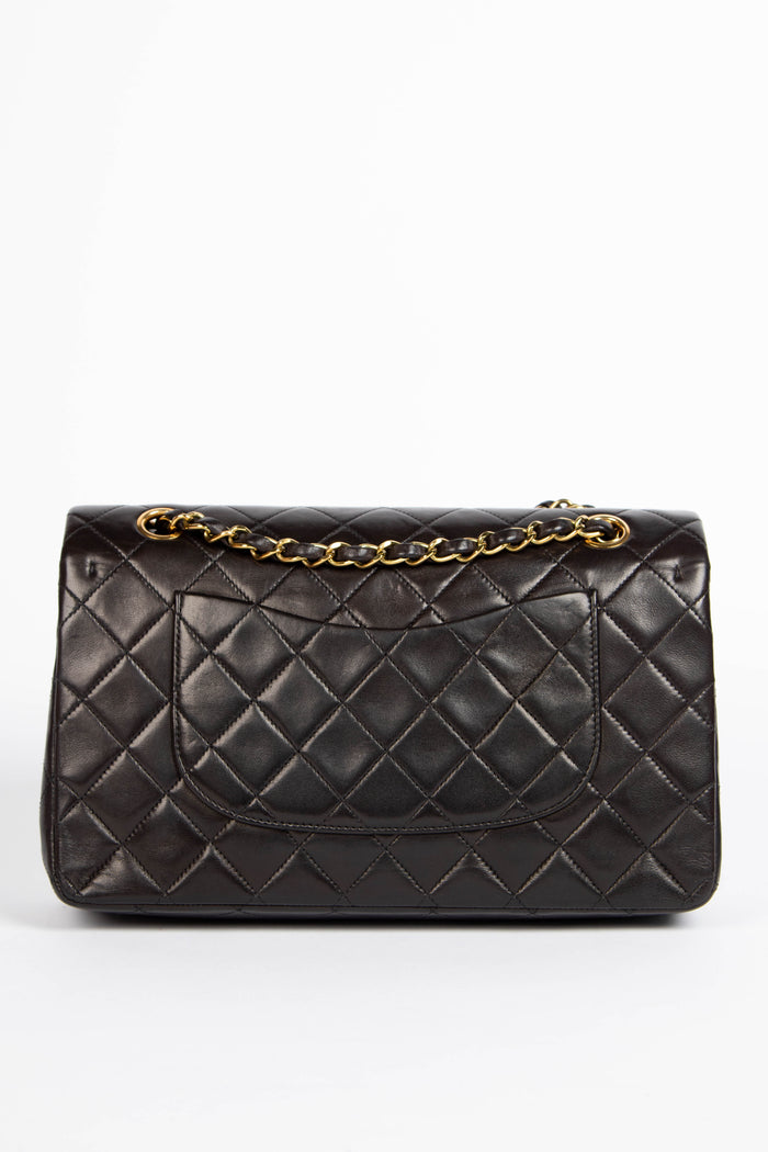90s Chanel Espresso Black Medium Double Flap Bag with 24k GHW