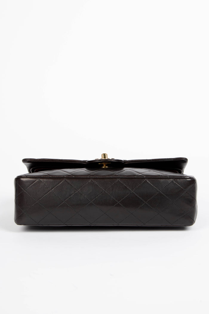 90s Chanel Espresso Black Medium Double Flap Bag with 24k GHW