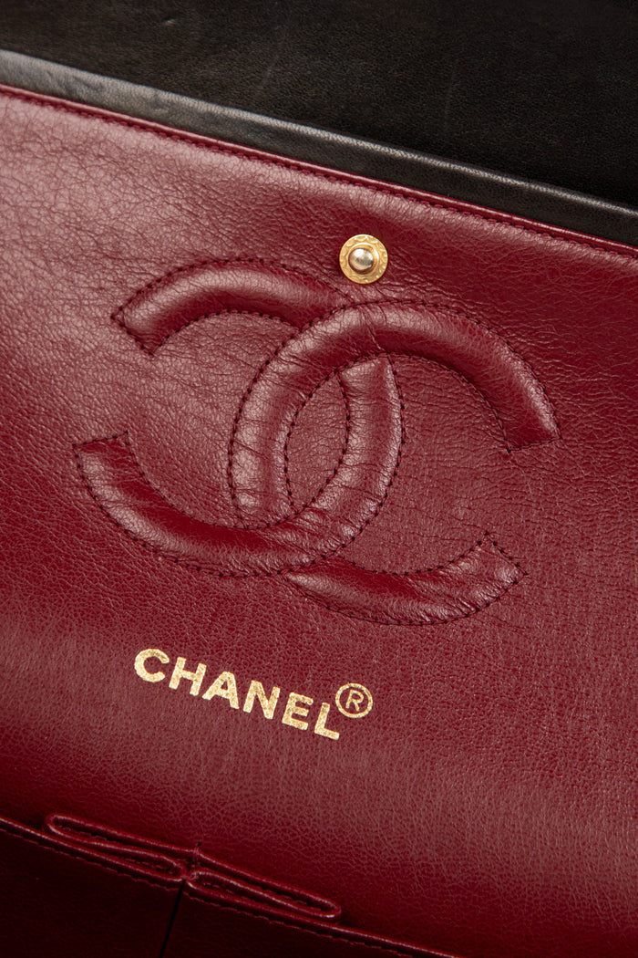 90s Chanel Espresso Black Medium Double Flap Bag with 24k GHW