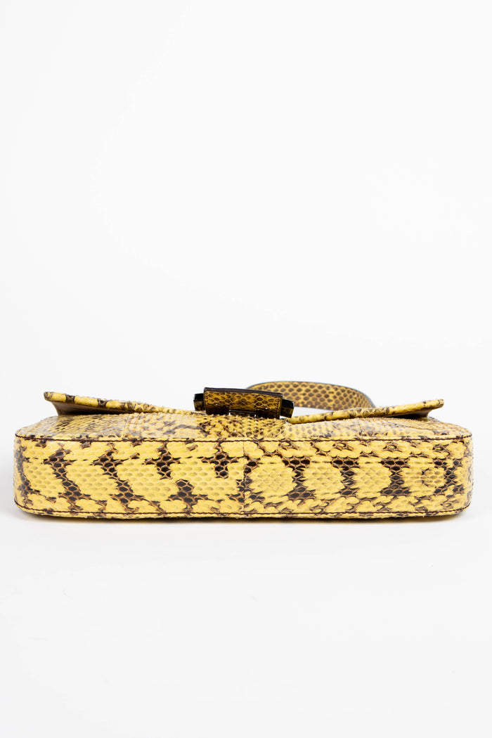RARE Fendi Yellow Python Baguette Shoulder Bag