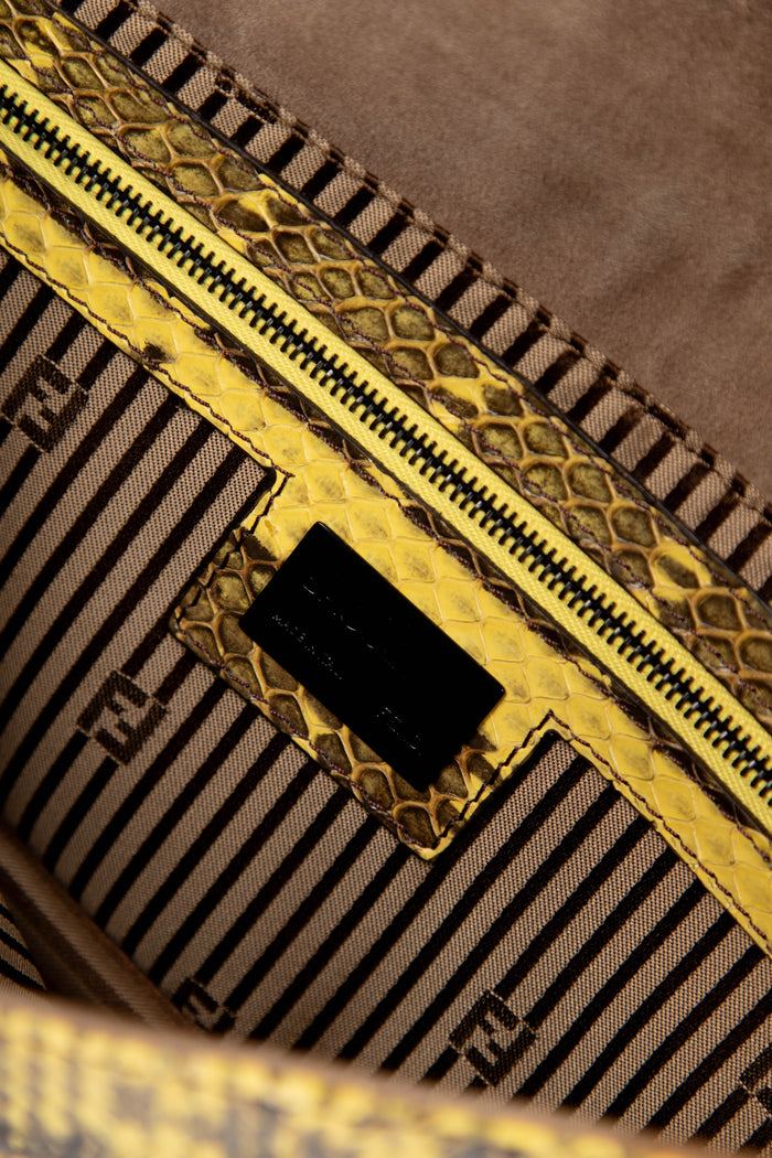 RARE Fendi Yellow Python Baguette Shoulder Bag