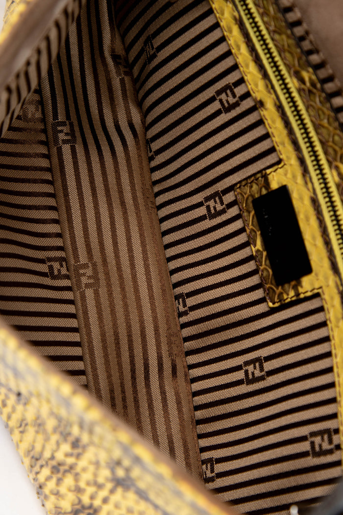 RARE Fendi Yellow Python Baguette Shoulder Bag