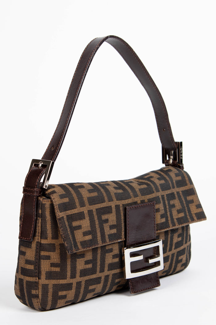 90s Fendi Zucca Monogram Baguette Shoulder Bag