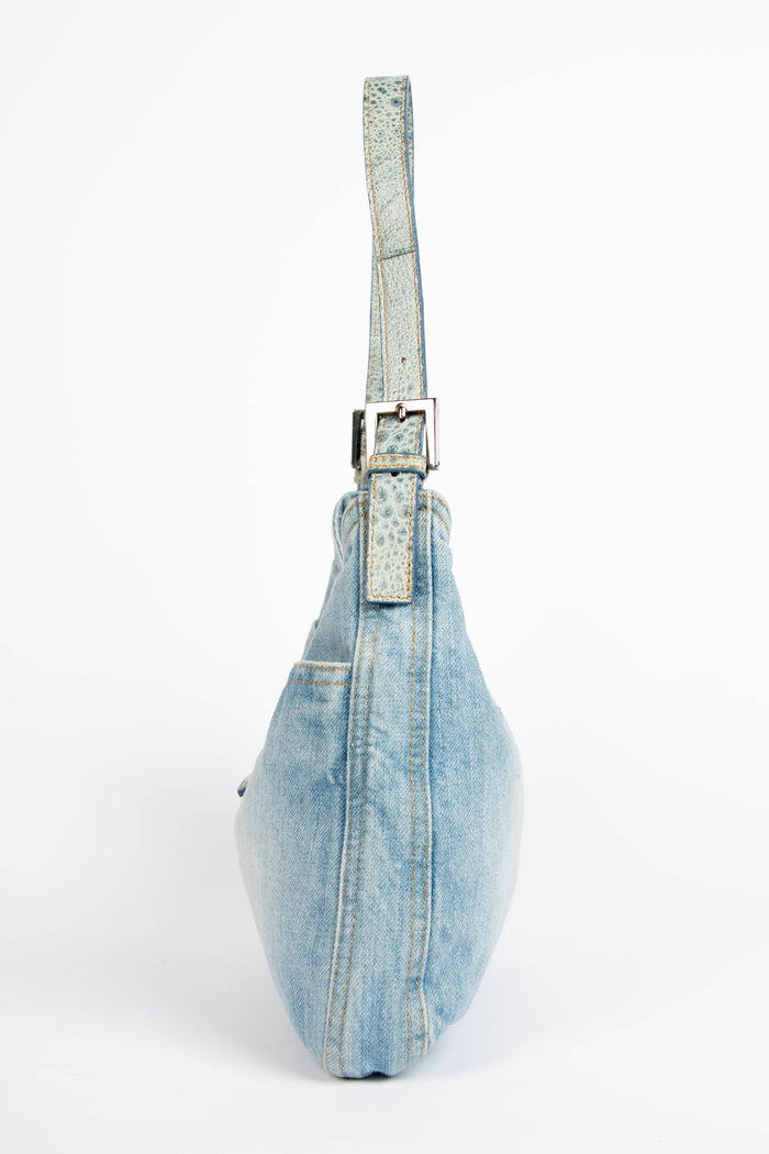 RARE 2000s Fendi Washed Denim Shoulder Bag