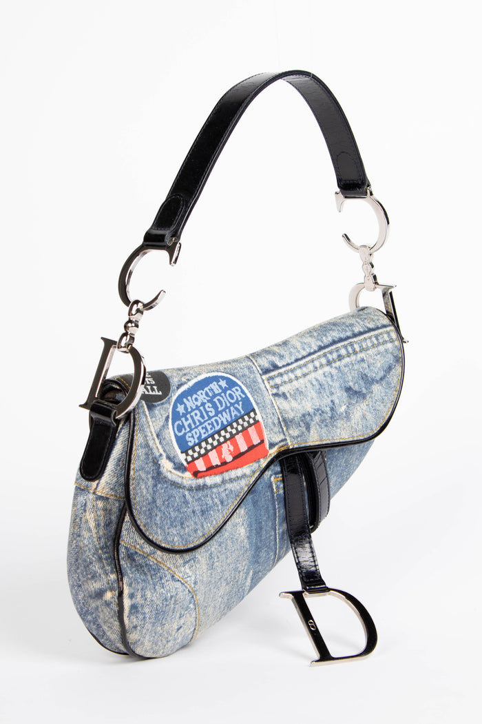 2000s Christian Dior Denim Miss Diorella Saddle Bag