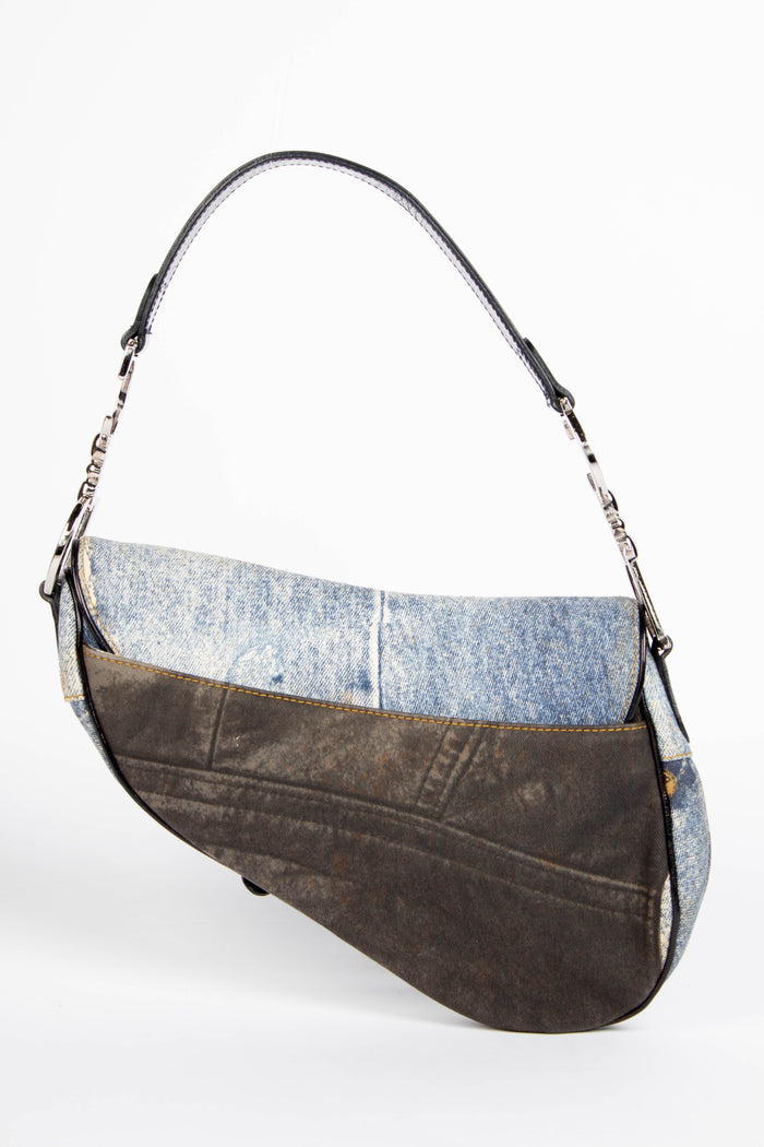 2000s Christian Dior Denim Miss Diorella Saddle Bag