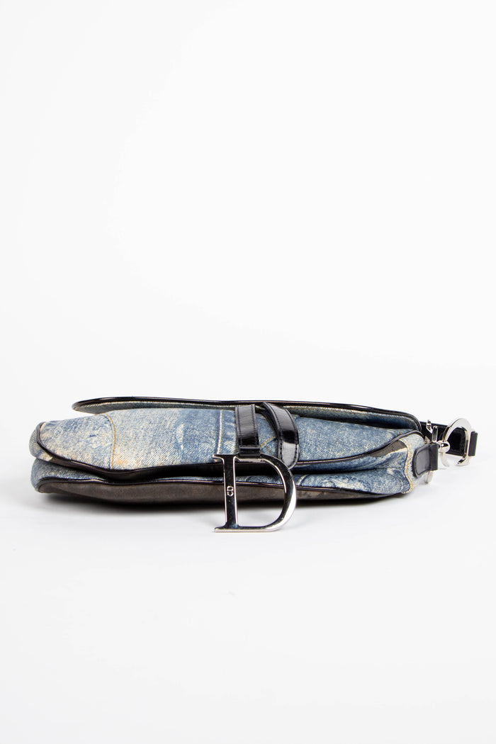 2000s Christian Dior Denim Miss Diorella Saddle Bag