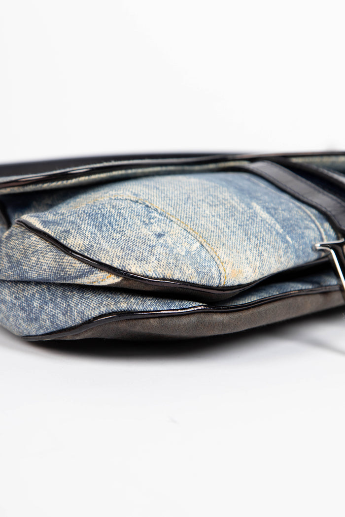 2000s Christian Dior Denim Miss Diorella Saddle Bag
