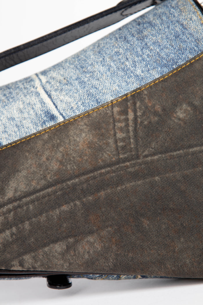 2000s Christian Dior Denim Miss Diorella Saddle Bag