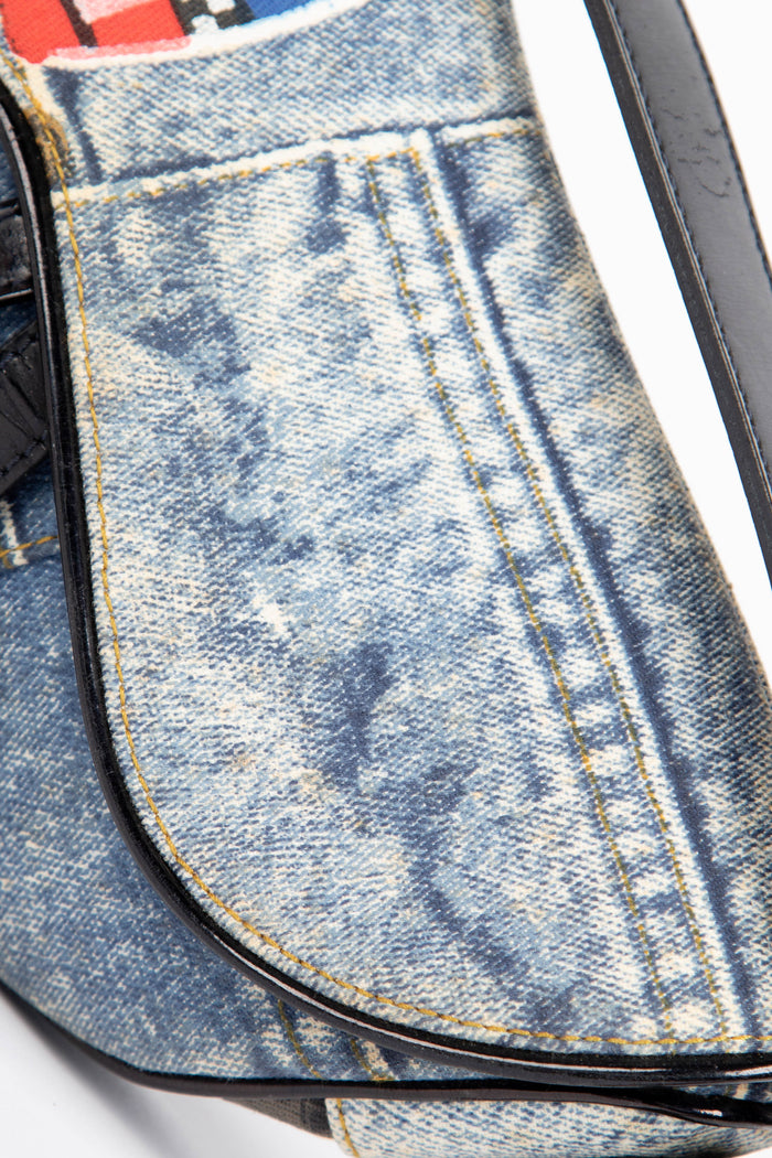 2000s Christian Dior Denim Miss Diorella Saddle Bag