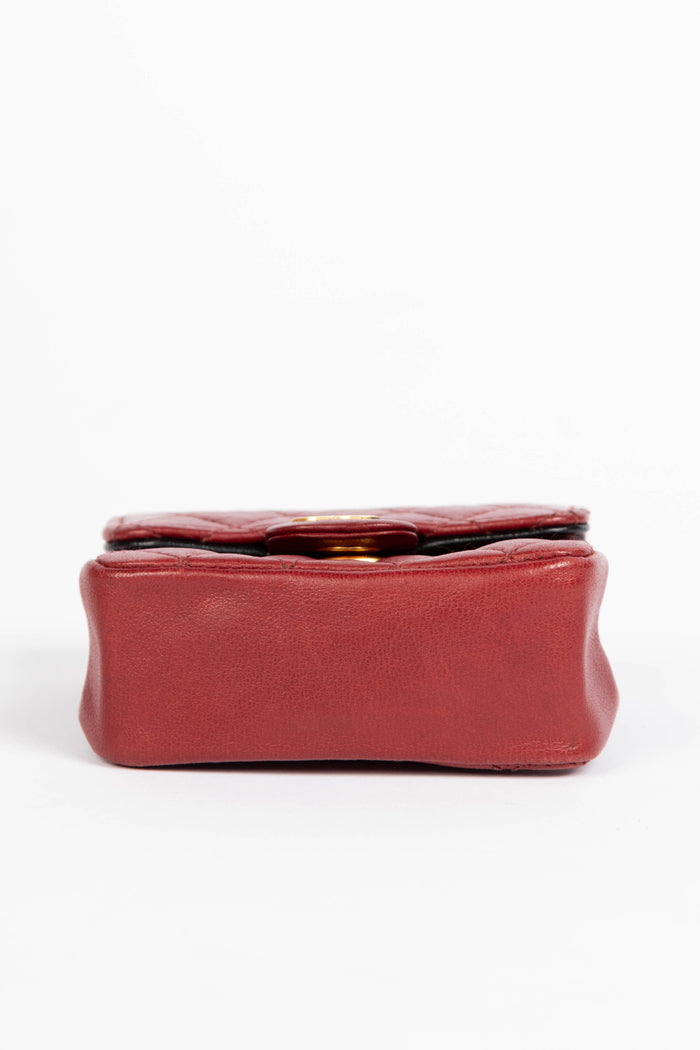 RARE 90s Chanel Red Lambskin Leather Belt Bag