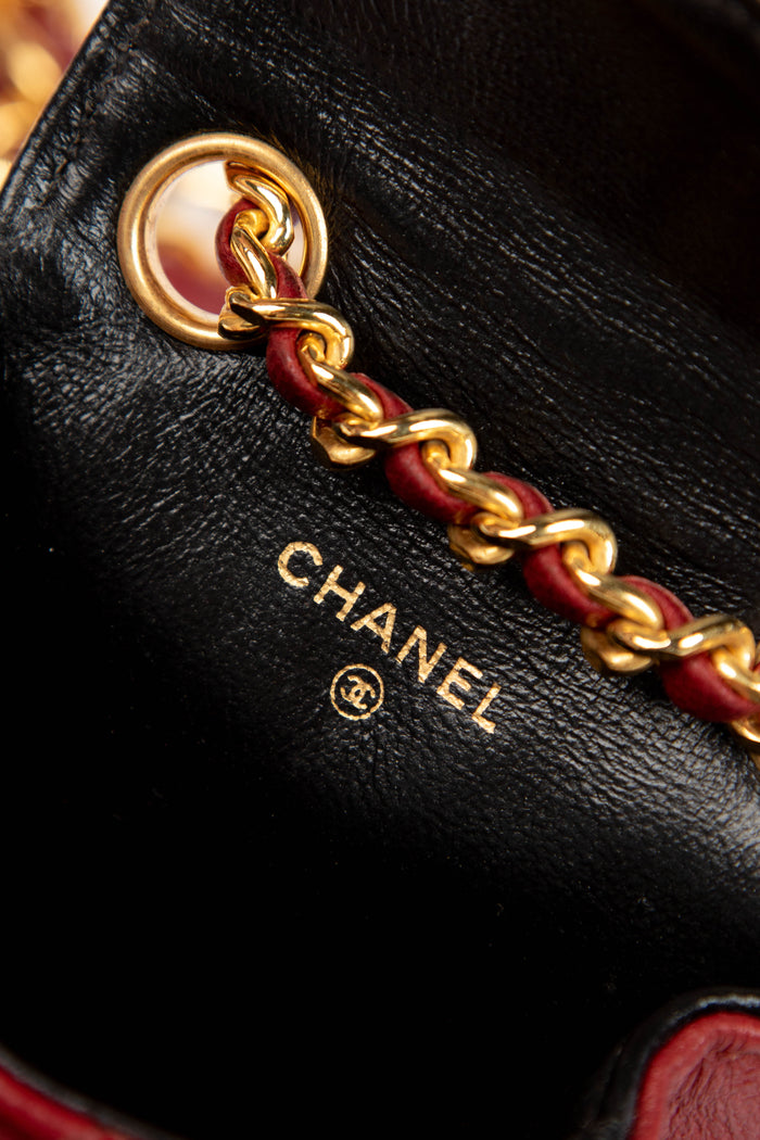 RARE 90s Chanel Red Lambskin Leather Belt Bag
