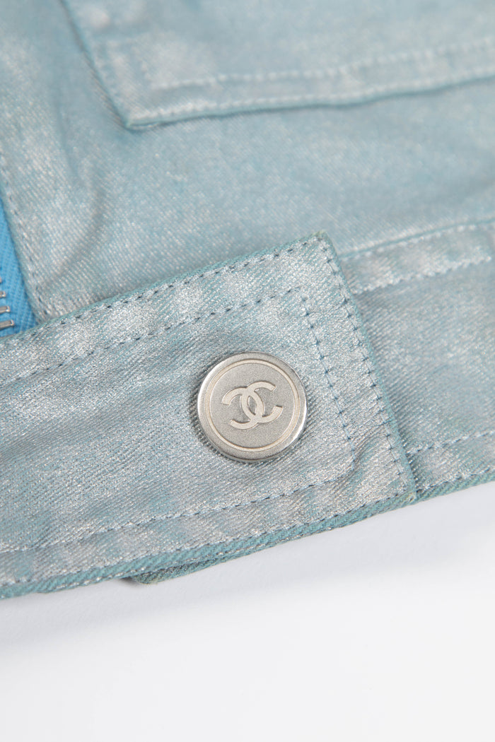2000s Chanel Sports Line Blue Coated Denim Jacket